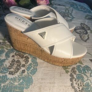 GUESS Cream Wedge Sandals